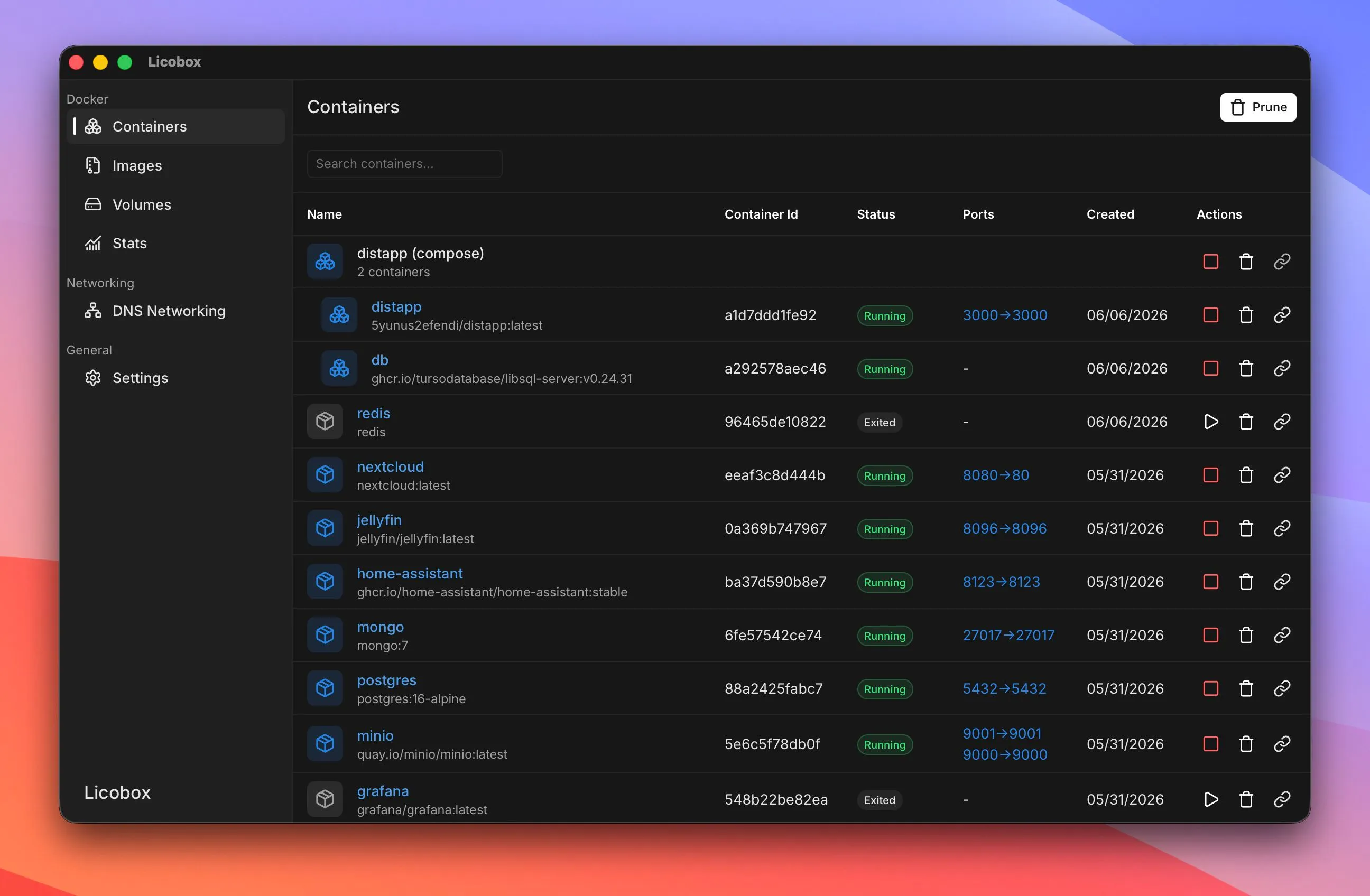 Licobox containers desktop app
