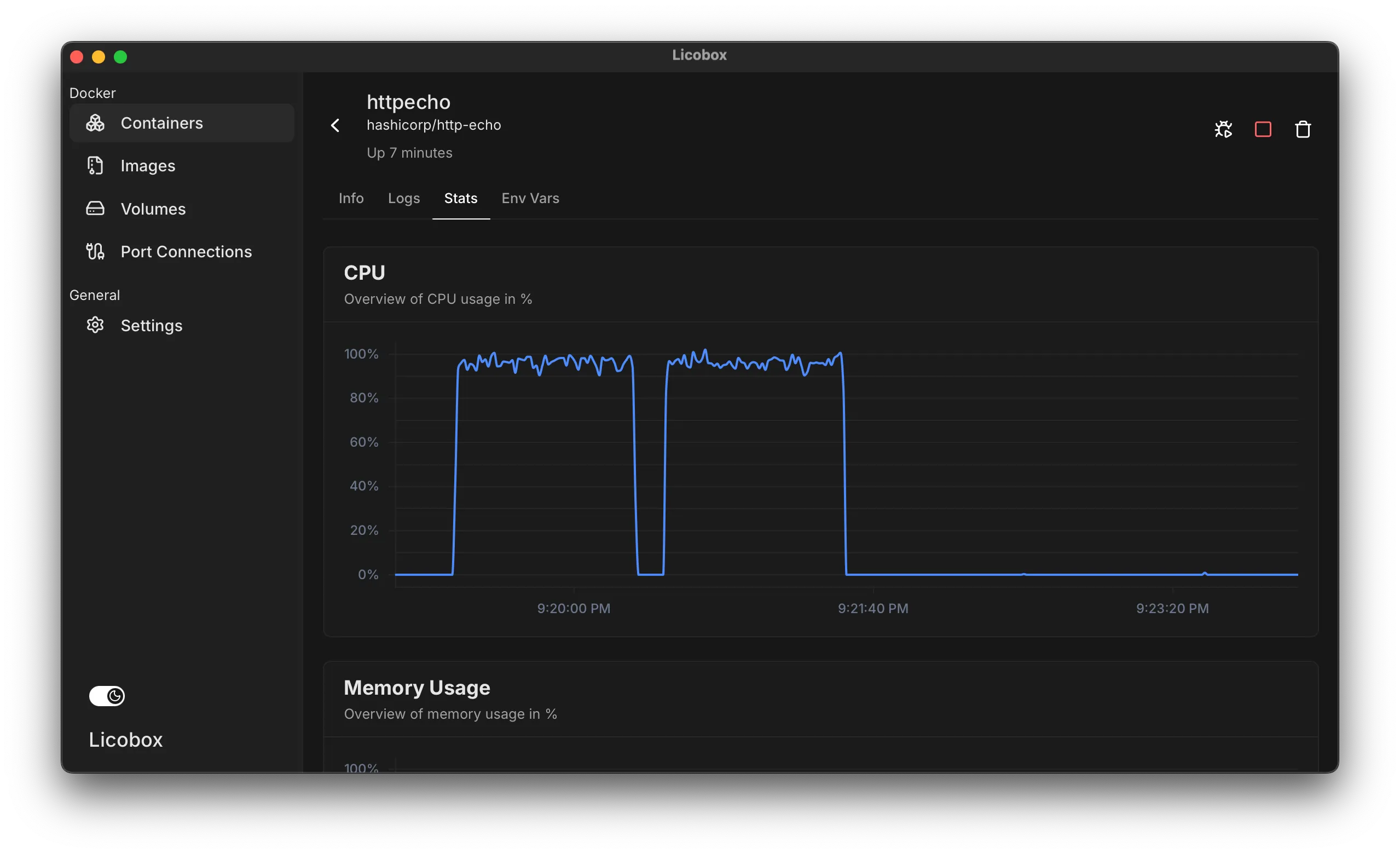 Detail container stats.